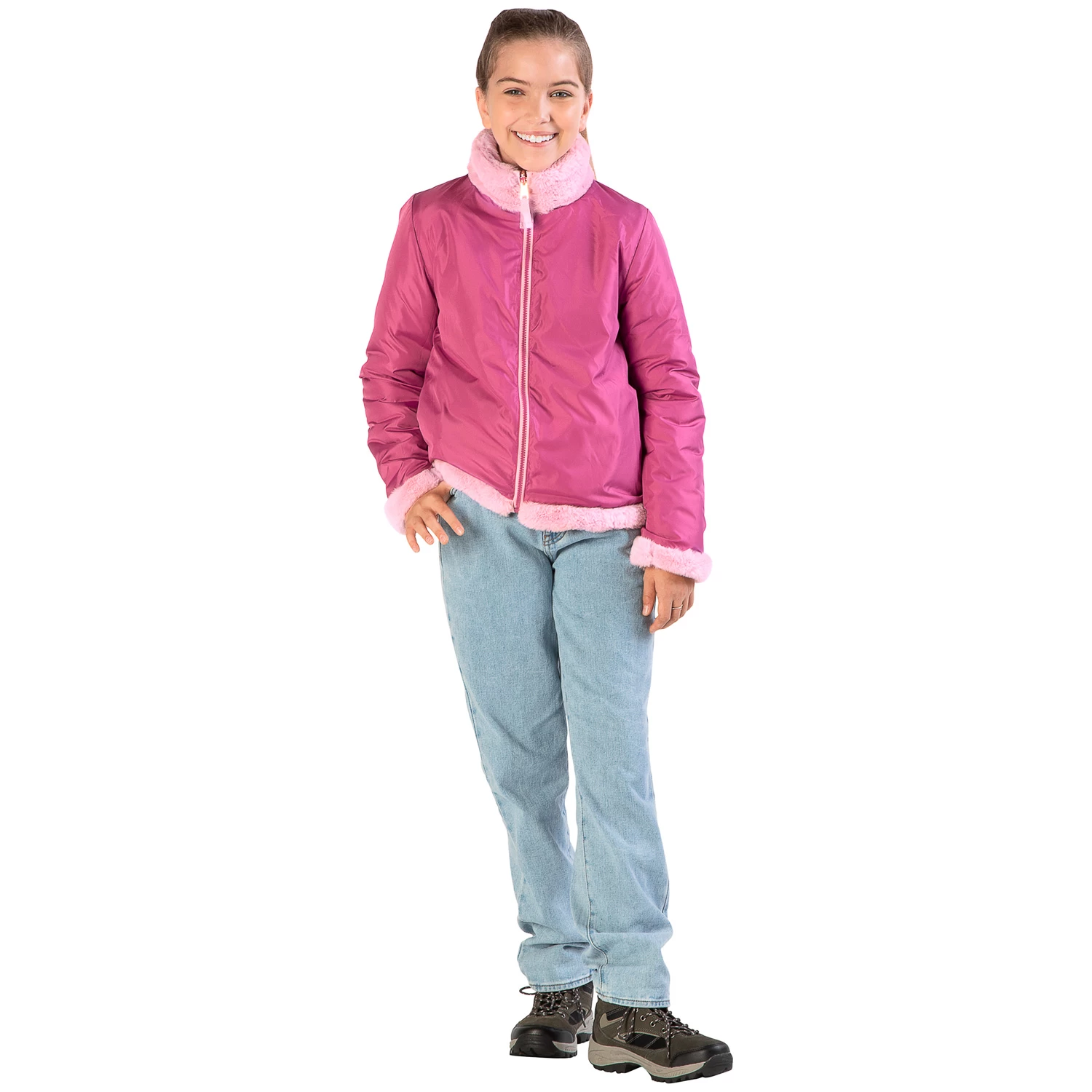 Pacific Trail Girls' Reversible Faux Fur Jacket 7 Pacific Trail Girls' Reversible Faux Fur Jacket - Image 5