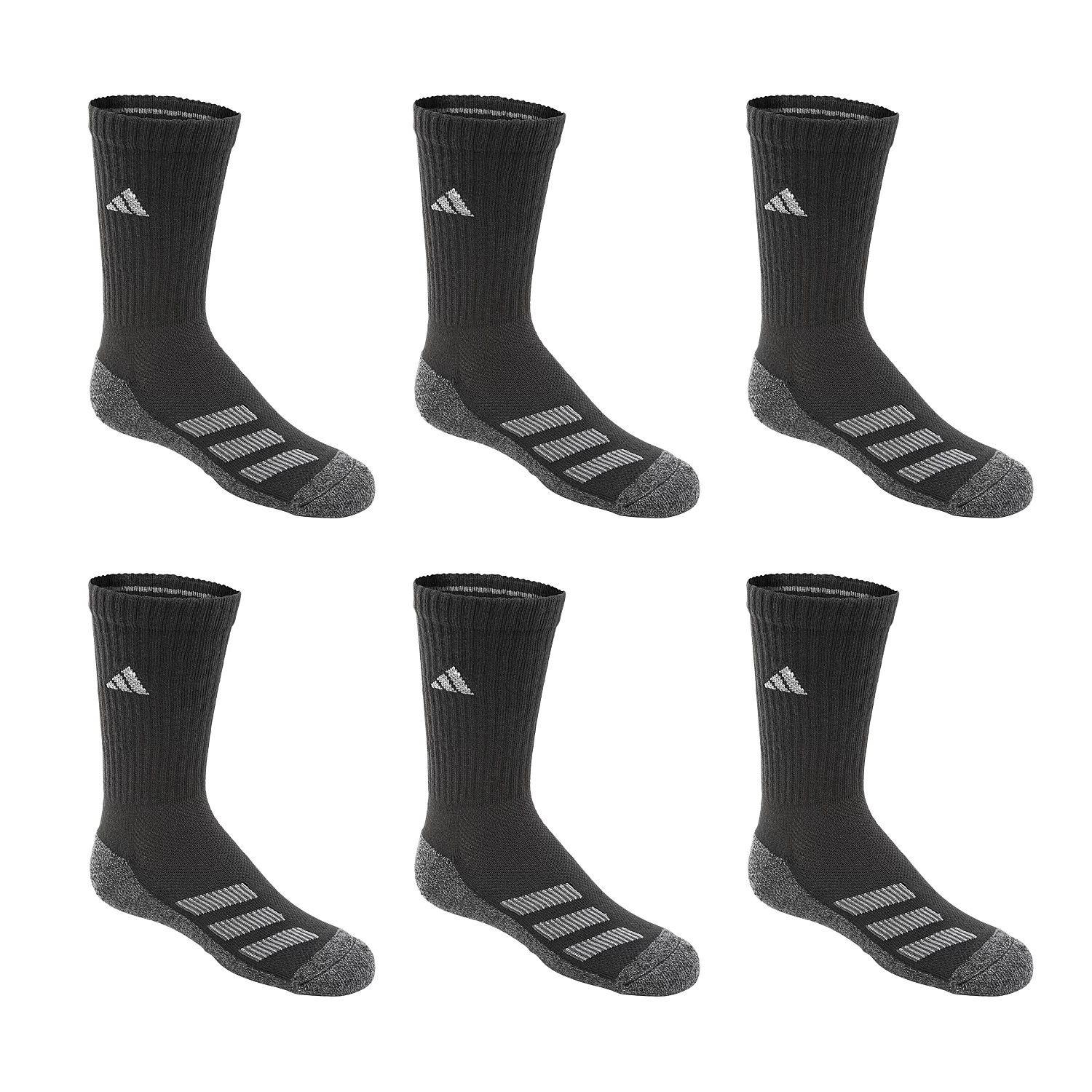 Adidas Boys' Cushioned Angle Stripe Crew Socks - 6-Pack 3 Adidas Boys' Cushioned Angle Stripe Crew Socks - 6-Pack